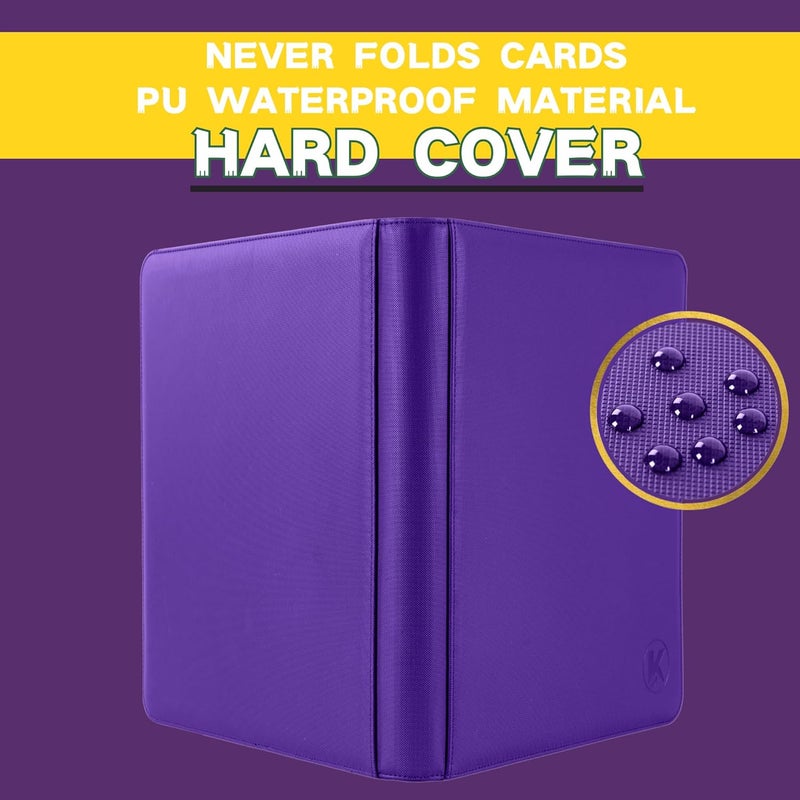 KUOOKING Toploader Binder, Holds 128+ Toploaders, 4 Pocket Top Loader Card Storage Case, Double-Sided Pockets for trading card in 3 x 4'' Toploaders (Pueple) - Image 3